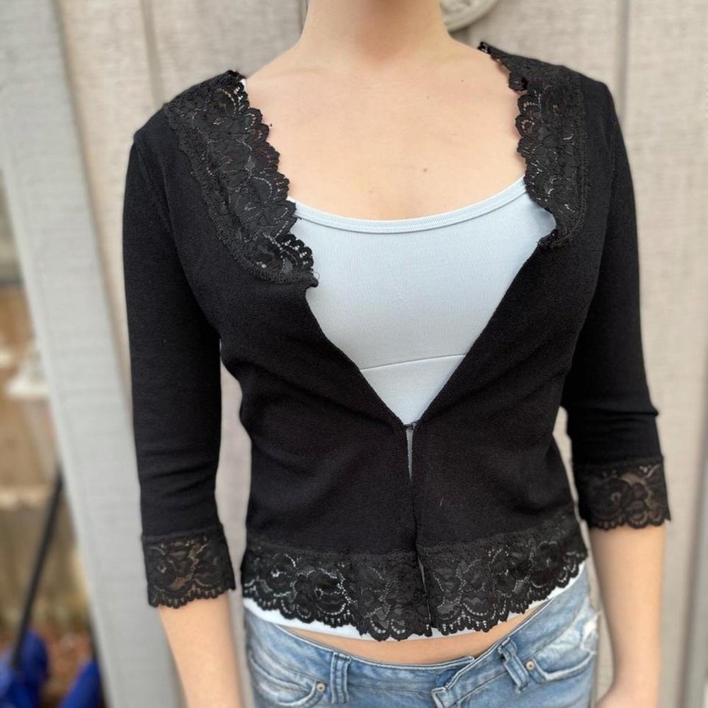 bebe Lace Cardigan Vtg 90s